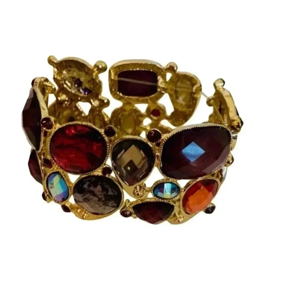 Jewelry - Gold Toned Jeweled Stretch Fashion Bracelet